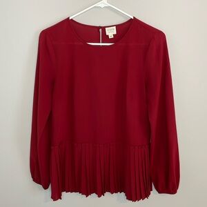 J. Crew Factory Pleated Peplum Blouse - Maroon